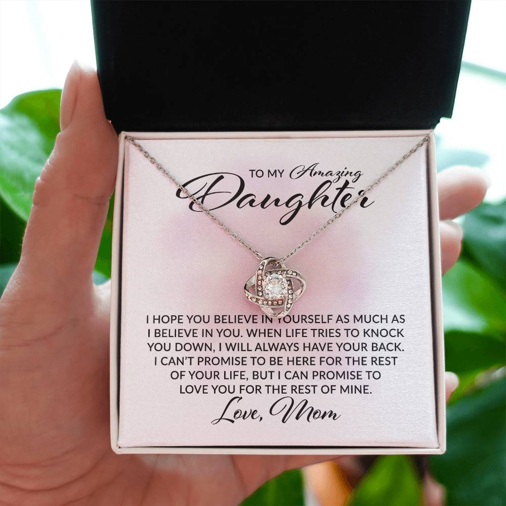 To My Daughter - I Will Have Your Back Love MOM - Love Knot Necklace - Perfect Gift for Birthday, Holiday, or Special Occasion