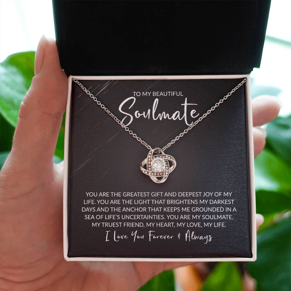 To My Soulmate - My Deepest Joy - Love Knot Necklace - Gift for Birthday, Anniversary, Christmas, or Valentine's Day