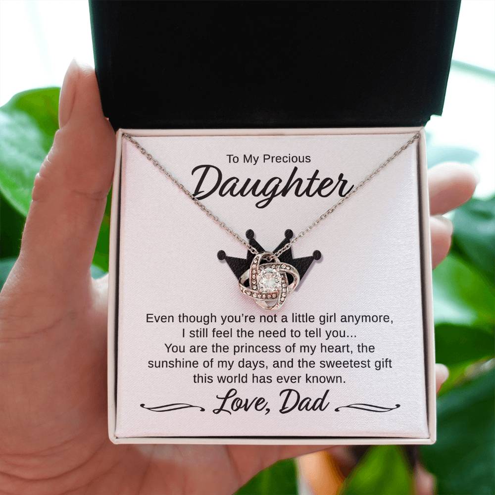 Daughter - You Are My Princess Love DAD - Crown - Love Knot Necklace