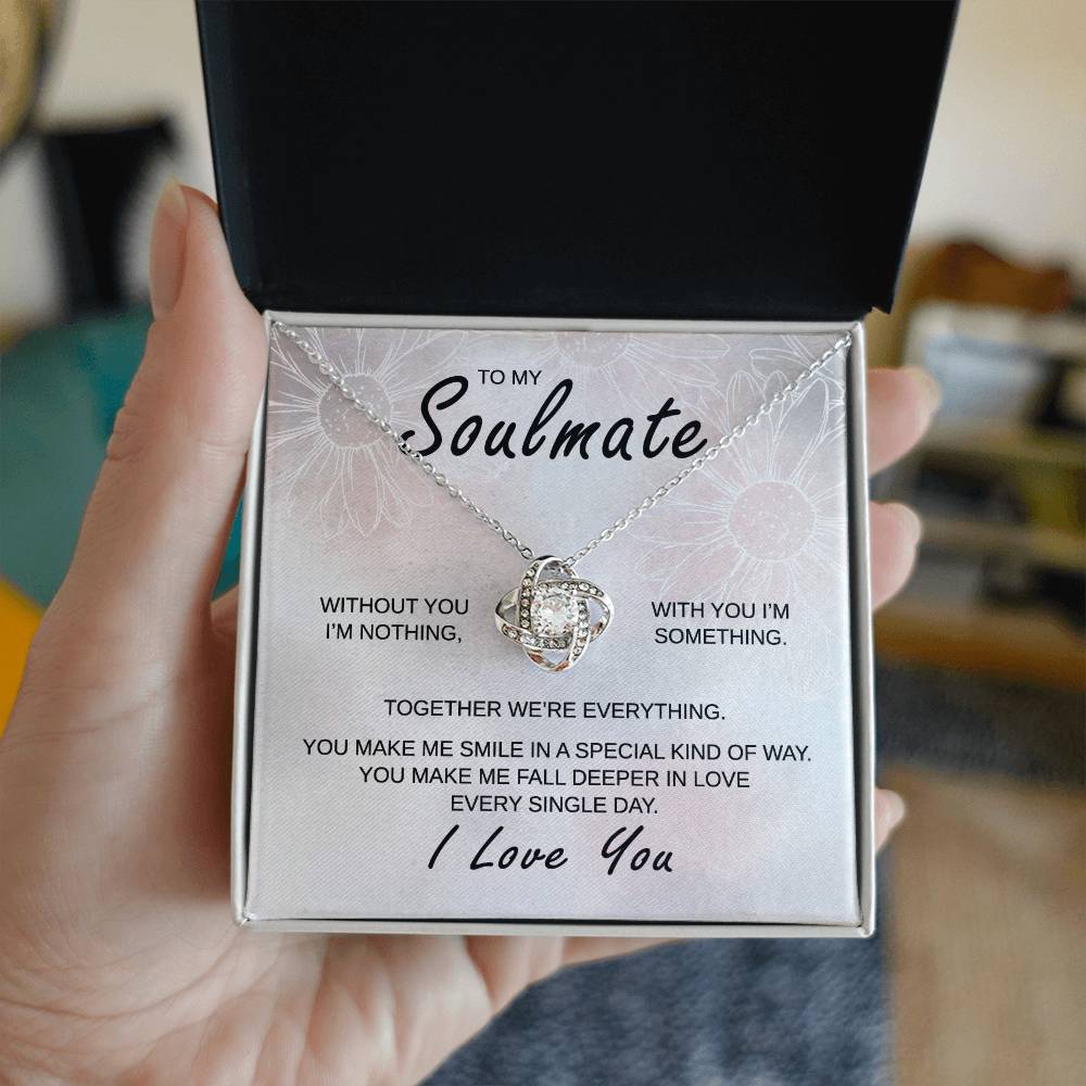 To My Soulmate - You Make Me Smile - Love Knot Necklace - Gift for Birthday, Anniversary, Christmas, or Valentine's Day