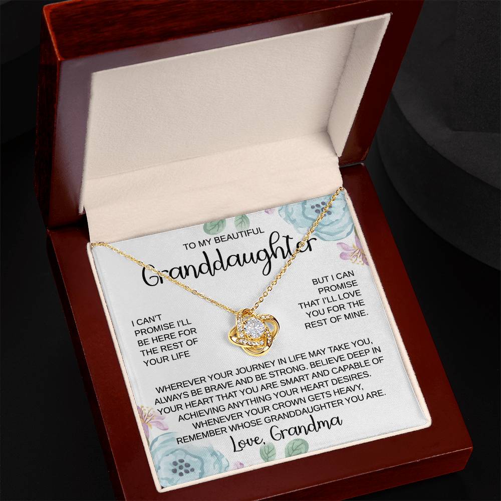 To My Granddaughter - Journey In Life - Love Knot Necklace - Gift for Birthday, Christmas, or Special Occasion