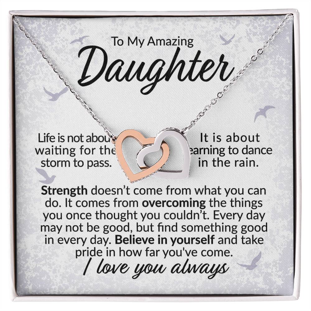 To My Daughter - Believe in Yourself  - Interlocking Hearts Necklace - Gift for Birthday, Christmas, or Special Occasion