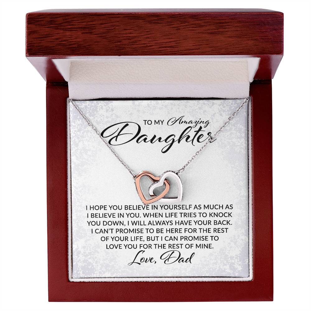 To My Amazing Daughter - I Believe in You, Love, Dad  - Interlocking Hearts Necklace - Gift for Birthday, Christmas, or Special Occasion