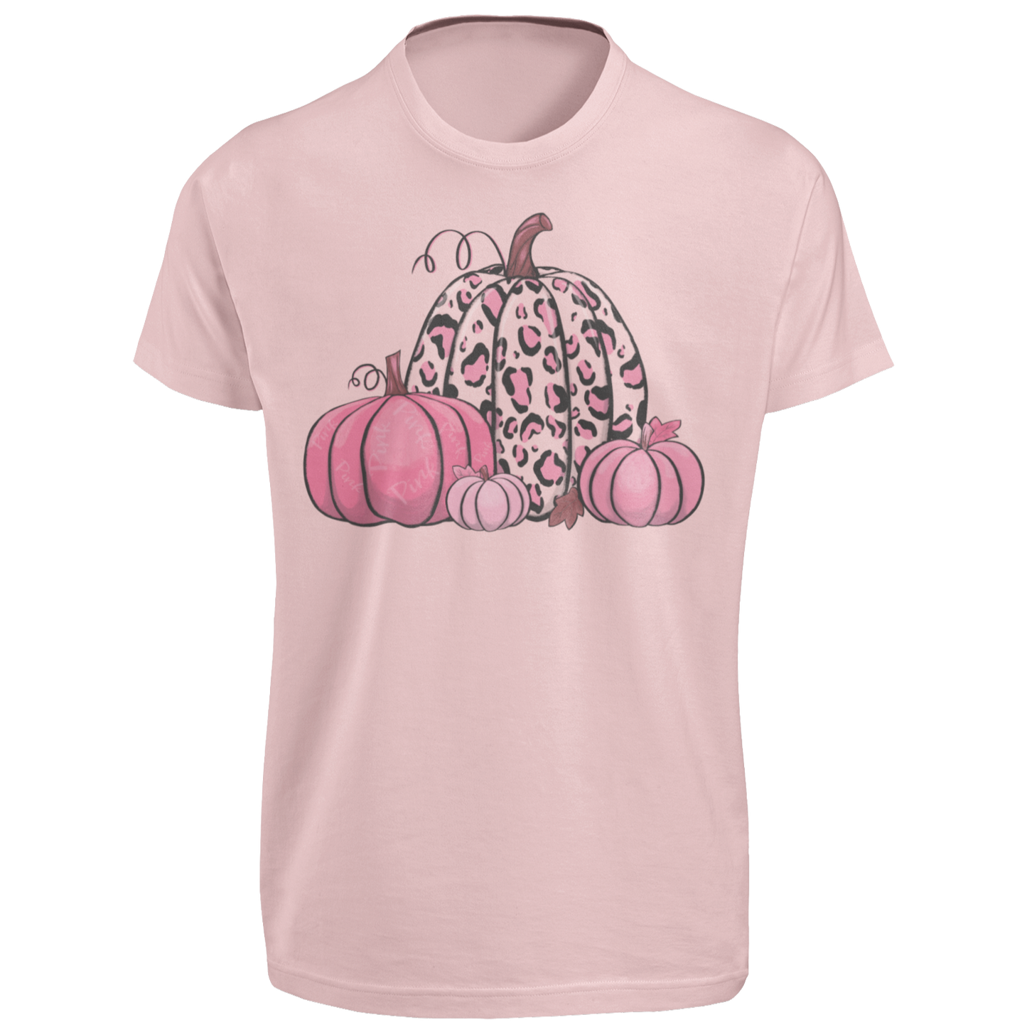 Pink Pumpkin Unisex Tee with Leopard Print Design