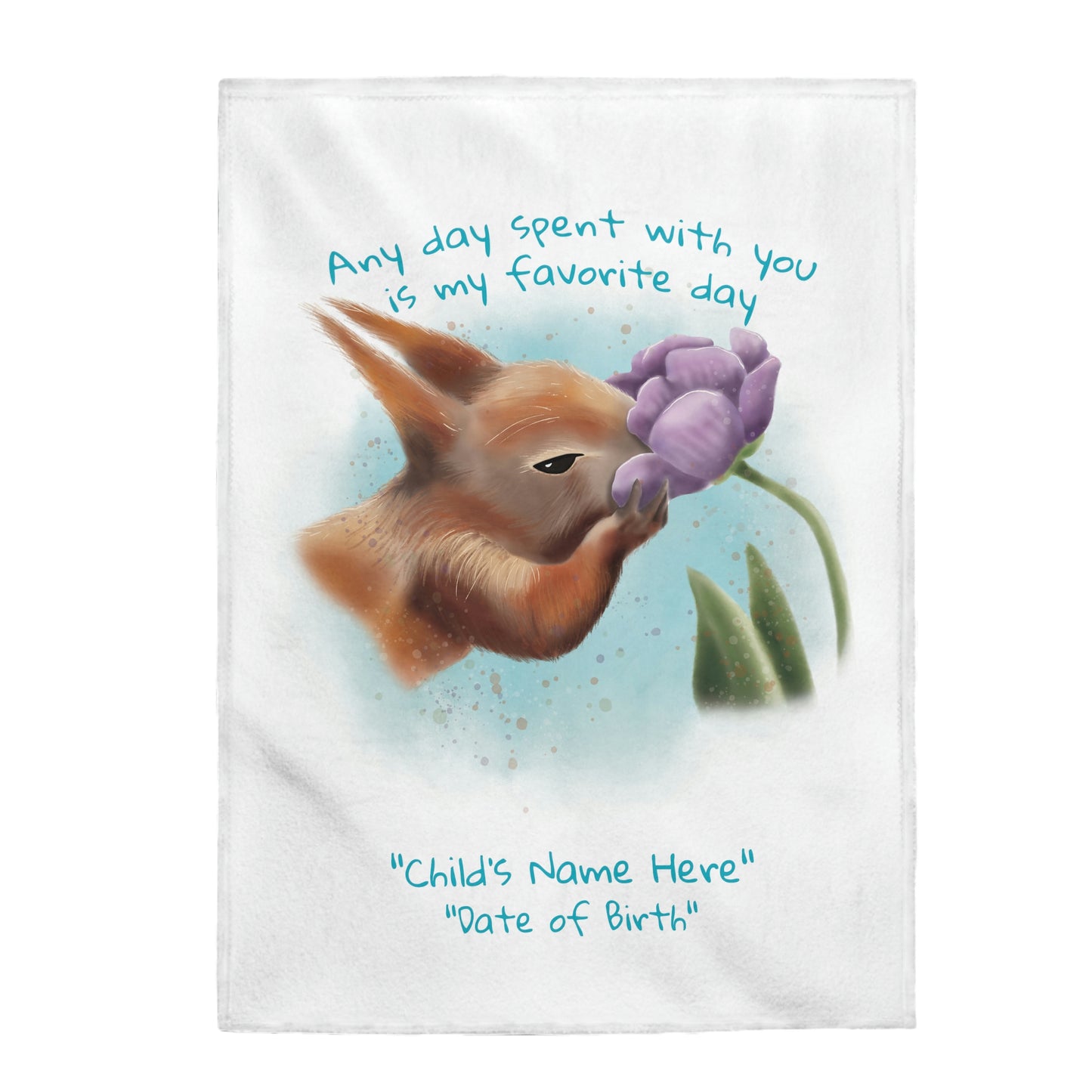 Personalized NEW BABY Blanket - Squirrel and Tulip