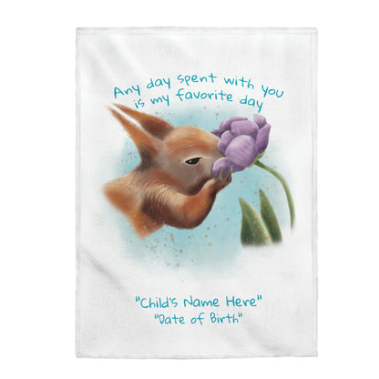 Personalized NEW BABY Blanket - Squirrel and Tulip