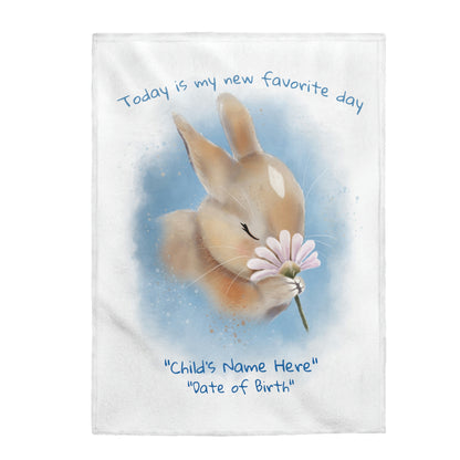 Personalized NEW BABY Blanket - Bunny Sniffing Daisy