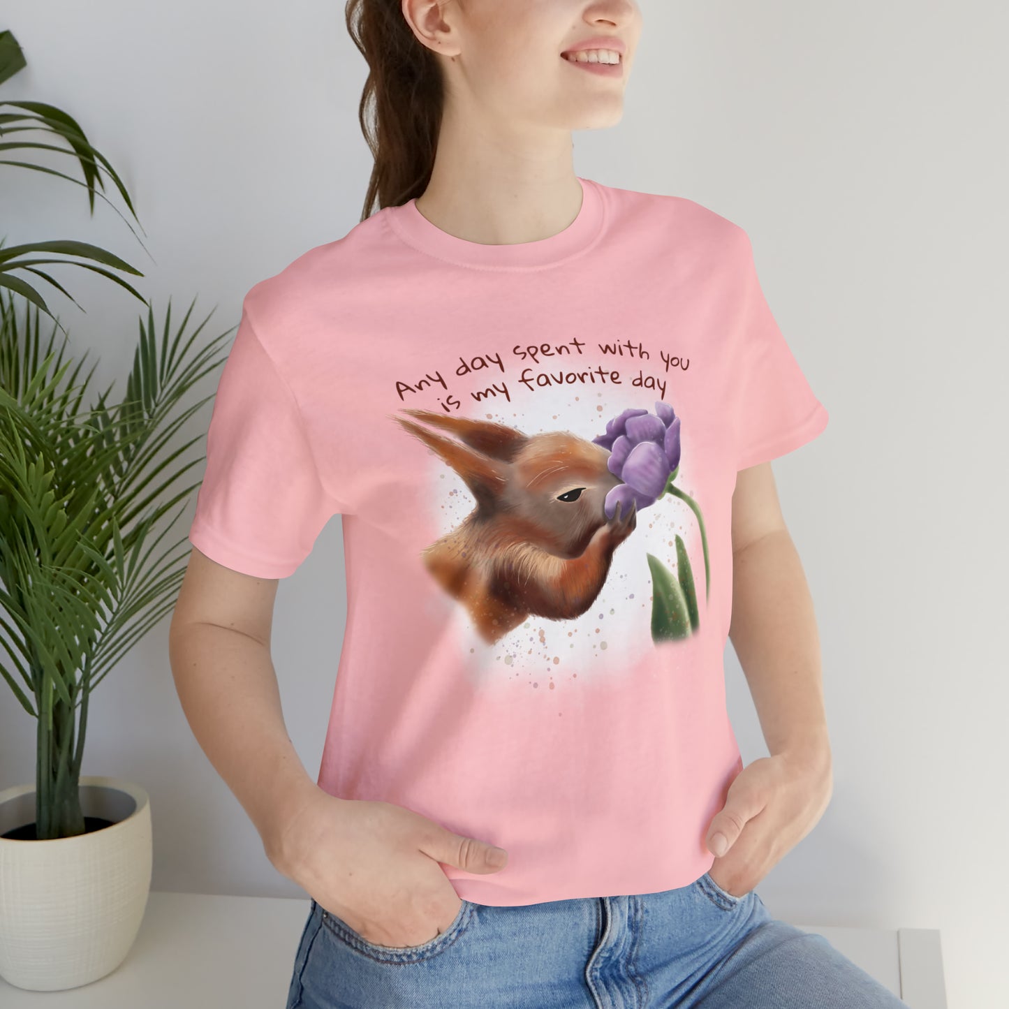 Squirrel and Tulip - Adult T-shirt